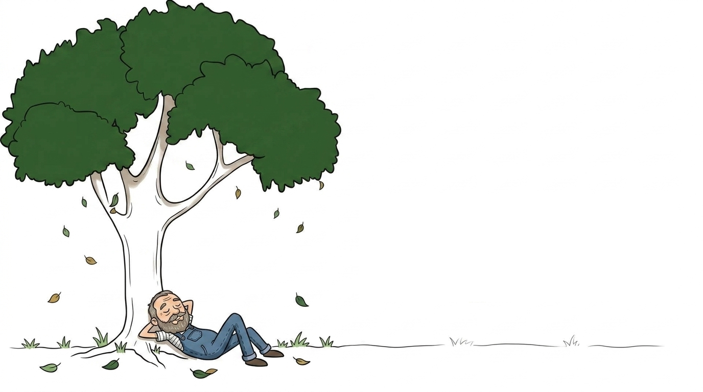 A dreamer napping under a tree